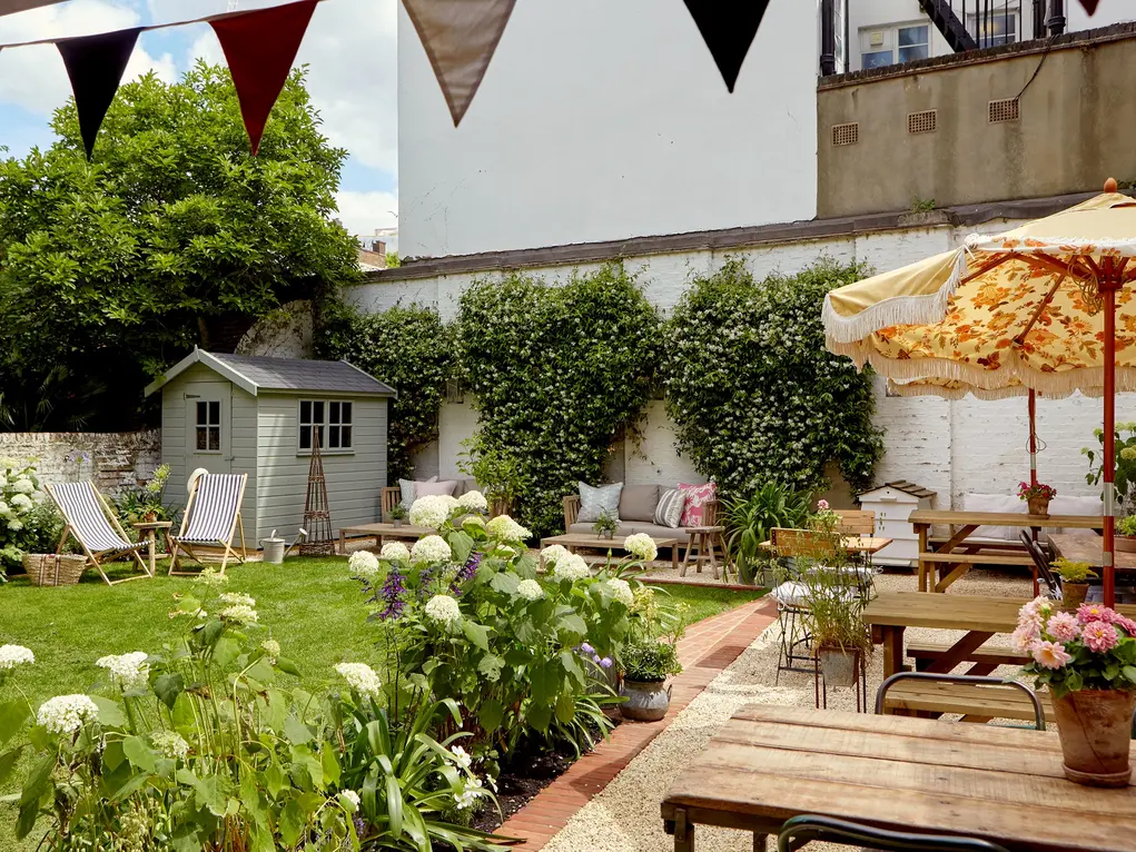 Garden terrace of restaurant