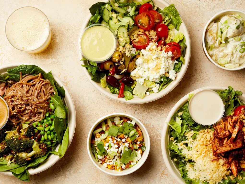 Plates of healthy food, London